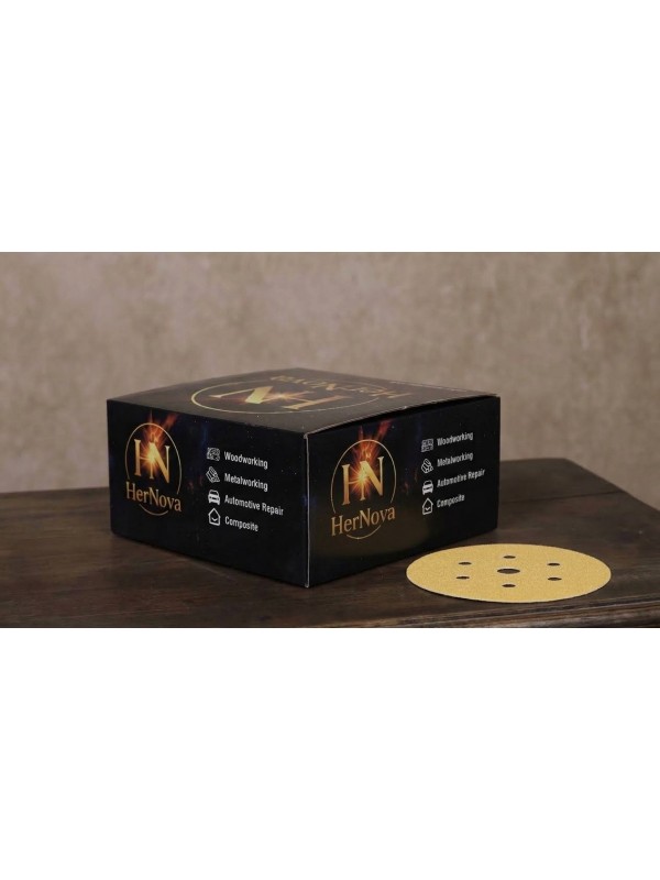 HerNova Gold 150mm 6+1D P60 kum Cırt Disk Zımpara – 7 Delik&hellip;