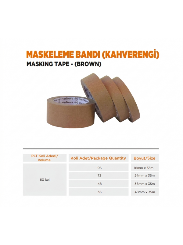 HerNova Maskeleme Bandı Kahverengi 1 koli HerNova Maskeleme Bandı Kahverengi 1 koli